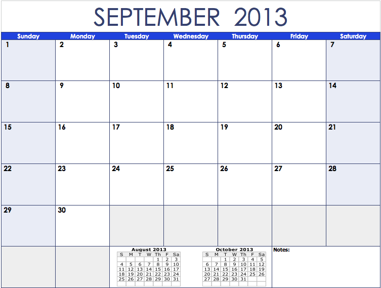 Free Monthly Calander Template