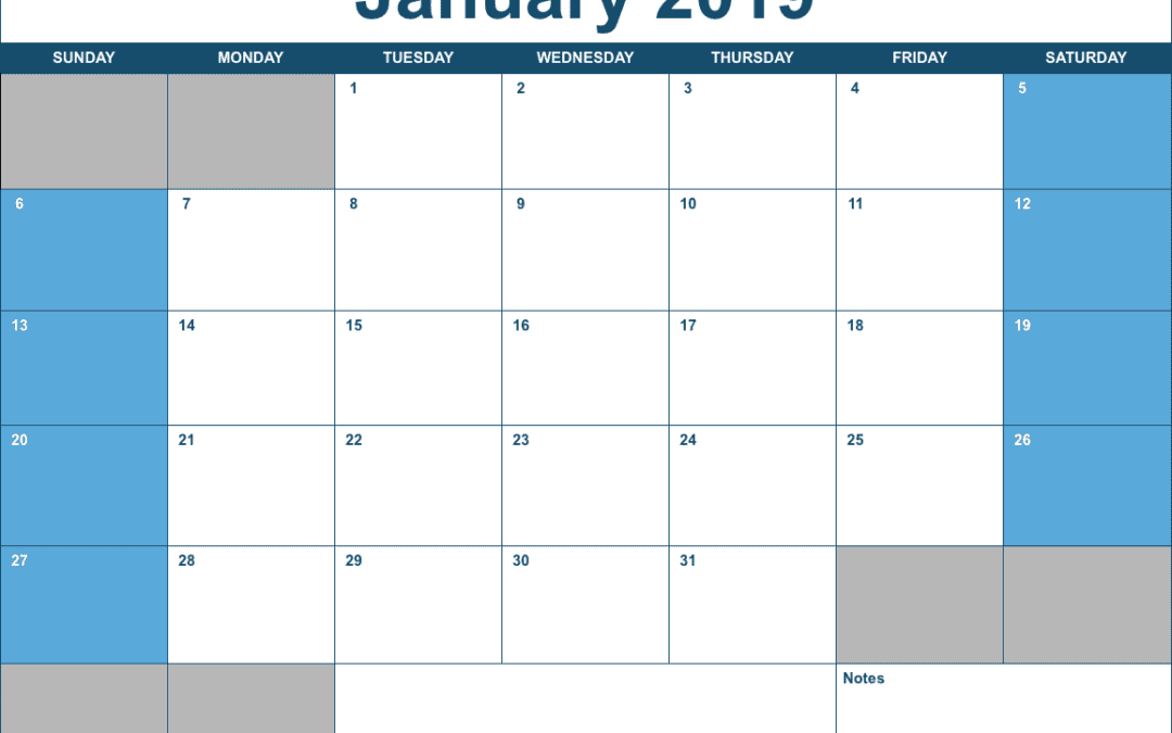 Full Page Monthly Calendar Template